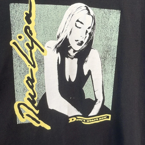 H&M + Dua Lipa Collab Baggy Oversized Graphic Band Tee Black Don’t Start Now M - Picture 3 of 11